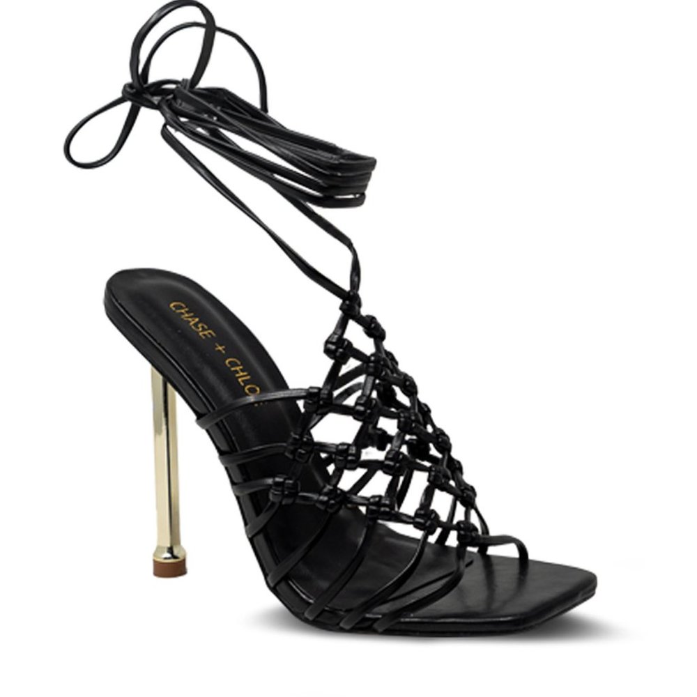 Wrap Up Caged Woven Strap Heel - Picture 2 of 4
